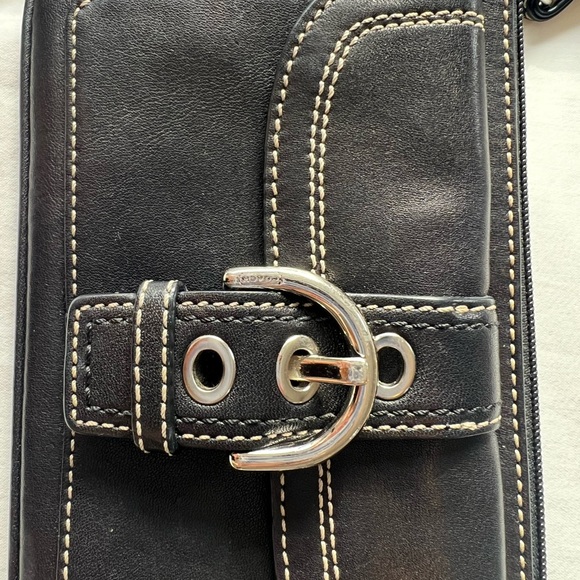 Coach Black Leather Wristlet with Stitch Detail - Picture 2 of 6